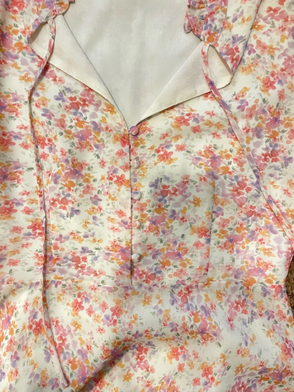 Yumi Kim Floral Mini Dress in Cream, Pink and Peach - Picture 4 of 8